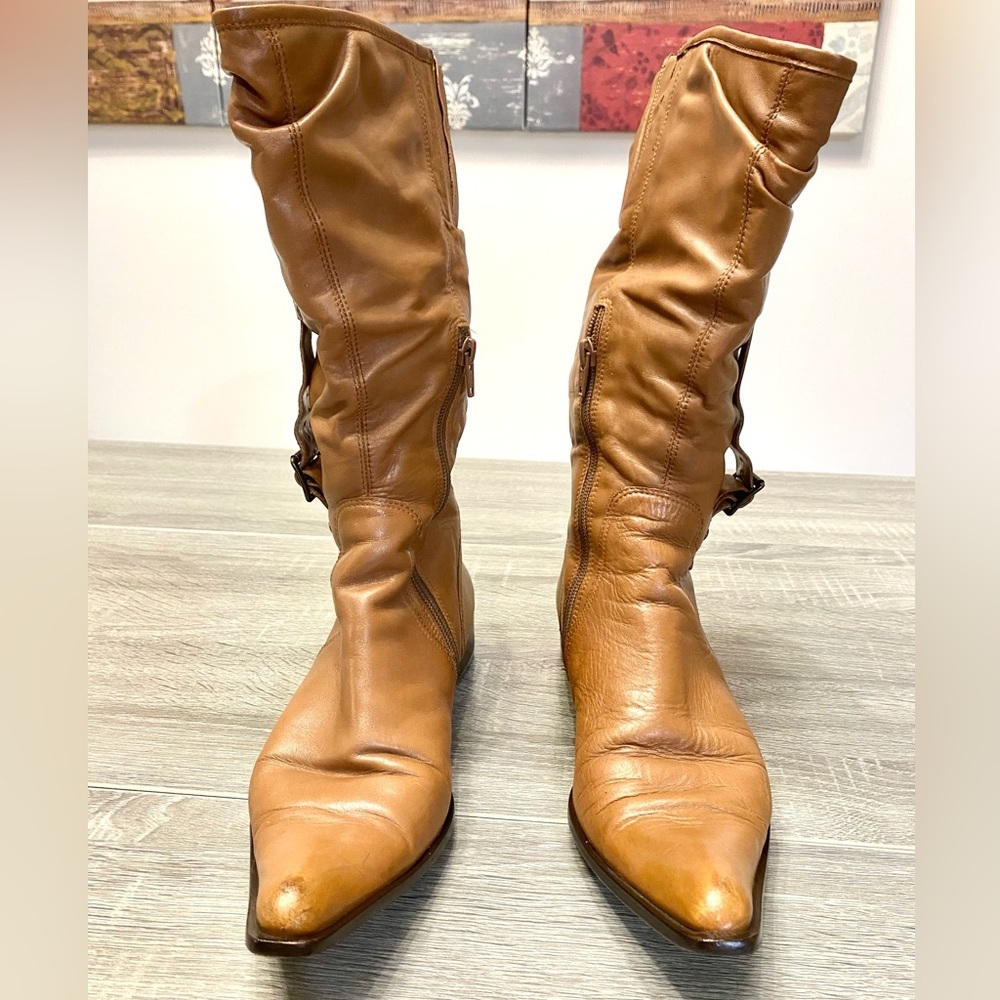 Vintage Leather Slouchy Boots w/ Pointed Toes - Picture 2 of 10